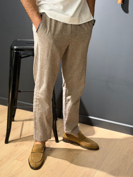 Pantalon lin rayé DSTREZZED